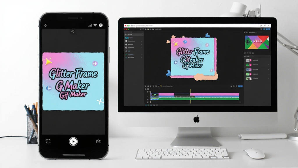 һ��չʾGlitter Frame Gif Maker�������ֻ��͵�����ͬʱ���еĳ������ֻ���Ļ���������еĶ�ͼ��������ʾ������ʾ�����ı༭���棬����Ϊ���Ĺ���̨��������������ͼƽ�⣬�����������ɾ�������