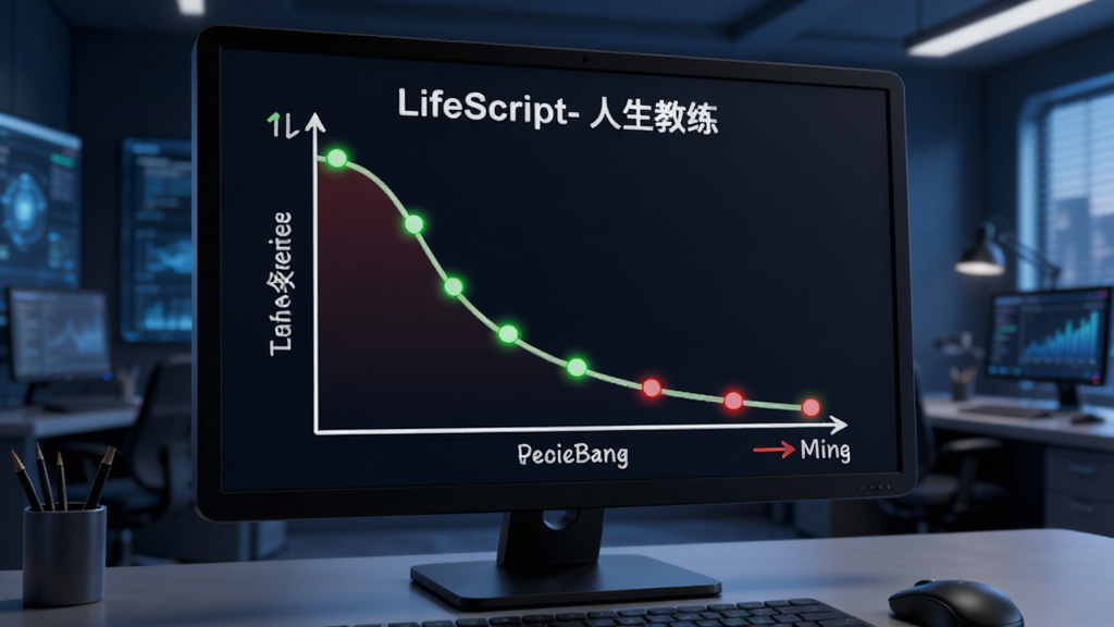 3D��Ⱦ��񣬵�����Ļչʾ��LifeScript-����������������˥������ͼ������Ϊʱ�䣬����Ϊ�ɹ��ʣ����߳��½����ƣ�ͼ������ɫ���ɫ��ǵ㣬����Ϊ����ɫ�Ƽ��а칫�ң������������޶���Ԫ��