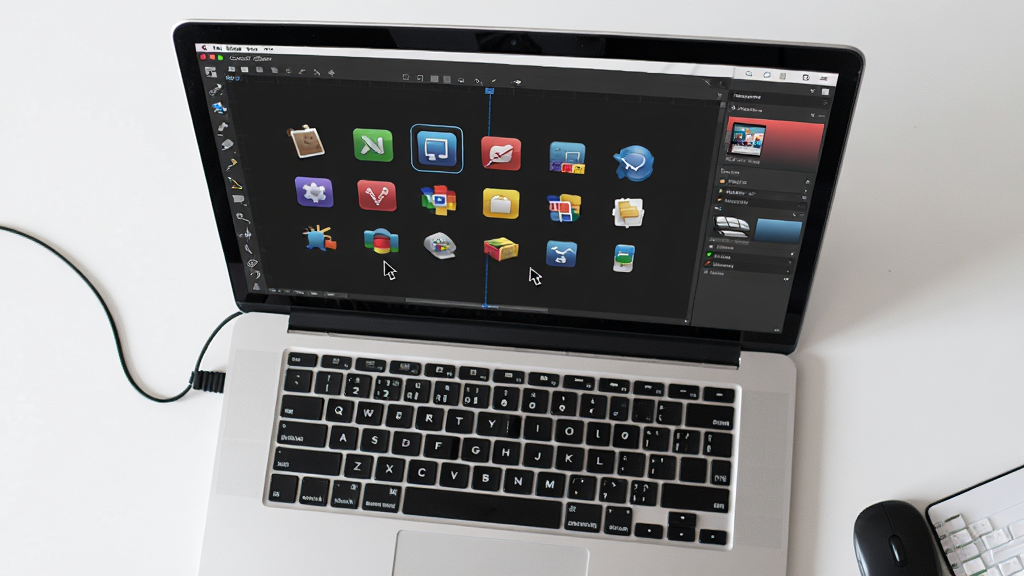 Iconcool editor����Ӧ�ó���ͼ������Ϊ�ʼǱ�������Ļ��ʾ�����༭���棬����Ϊ�����ӽǣ����дʵ��ϸ��չʾ��Ļ�в�ɫͼ�������ָ�룬���ʸ��壬�ɾ�������