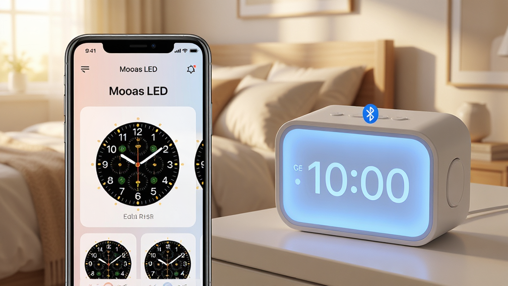 ���壺Mooas LED Ӧ�ý��������������豸����չʾ���ֻ���Ļ��ʾ�������ý��棬������ʾ�����ɫҹ�ơ����֣�����ֻ����Ҳ����ӣ�����Ϊ��ܰ�����峿��Χ���Ű棺�ֻ����������ɼ���Mooas LED������������Ԥ��������ִ���Լ���Ƽ�����������ںϡ�ϸ�ڣ����Ӷ���������ͼ�꣬�ֻ�����ɫ����ͣ�������Ȼ�����ʣ�4K���壬�ɾ����޶���Ԫ�ء�