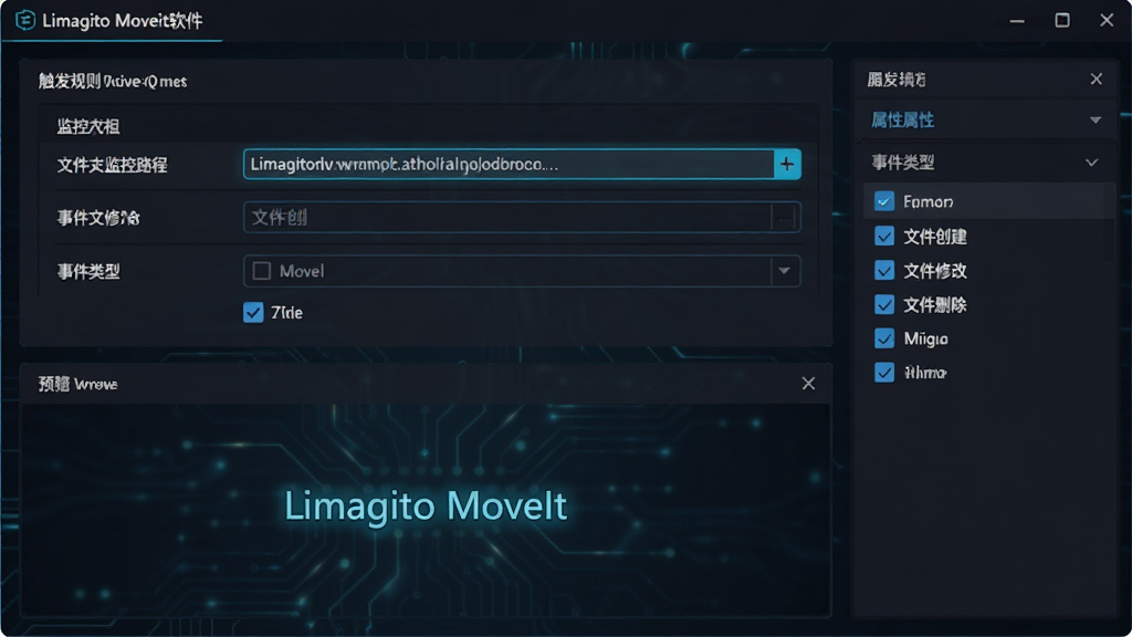 ���壺Limagito MoveIt�����ġ������������ý��棬��ʾ�ļ��м��·�����¼����͹�ѡ�����֣�����Ϊ�������������·�ΪԤ�����ڣ��Ҳ�Ϊ������塣�Ű棺����ʽ���֣���ǩ���������빤�����¼������Ը�ѡ���б�չʾ����񣺿Ƽ��У���ɫ����������ɫ�������ִ���ǿ��ϸ�ڣ����·����ַ�����¼����Ͱ������ļ������������ļ��޸ġ������ļ�ɾ������������ʾ��Limagito MoveIt�����������ʣ����壬�ɾ����޶���Ԫ�ء�