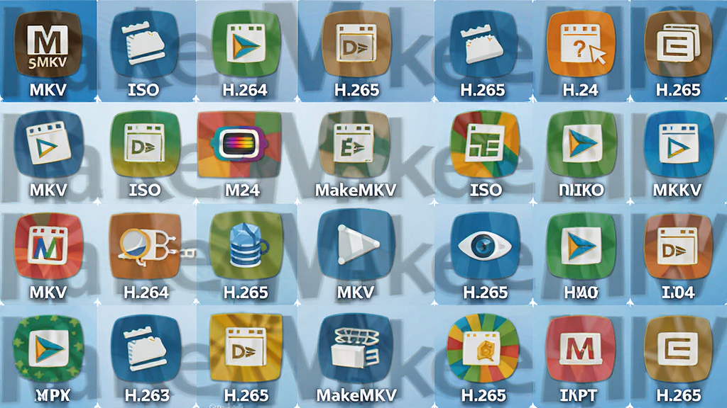 ���壺MakeMKV֧�ֵĸ�ʽͼ��ǽ������MKV��ISO��H.264��H.265�ȡ����֣�ͼ���������У��γ�Բ�λ����񲼾֡��Ű棺ÿ��ͼ���·���ע��ʽ���ƣ�����Э������񣺱�ƽ����ƣ�ɫ�����ޡ�ϸ�ڣ���MakeMKV��������ˮӡ��ʽ���ڱ��������ʣ����壬�ɾ����޶���Ԫ��