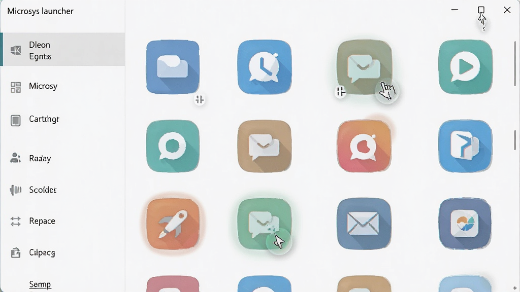 һ���ִ����Ĳ�Ʒչʾͼ������ΪMicrosys launcher �������棬���ֲ��������ർ�������Ҳ�Ӧ��ͼ�������������ƽ����ǳɫ����ϸ�ڰ��������ͣ����Ч�������������ɾ����޶���Ԫ�أ��������ֱ�ע��Microsys launcher��