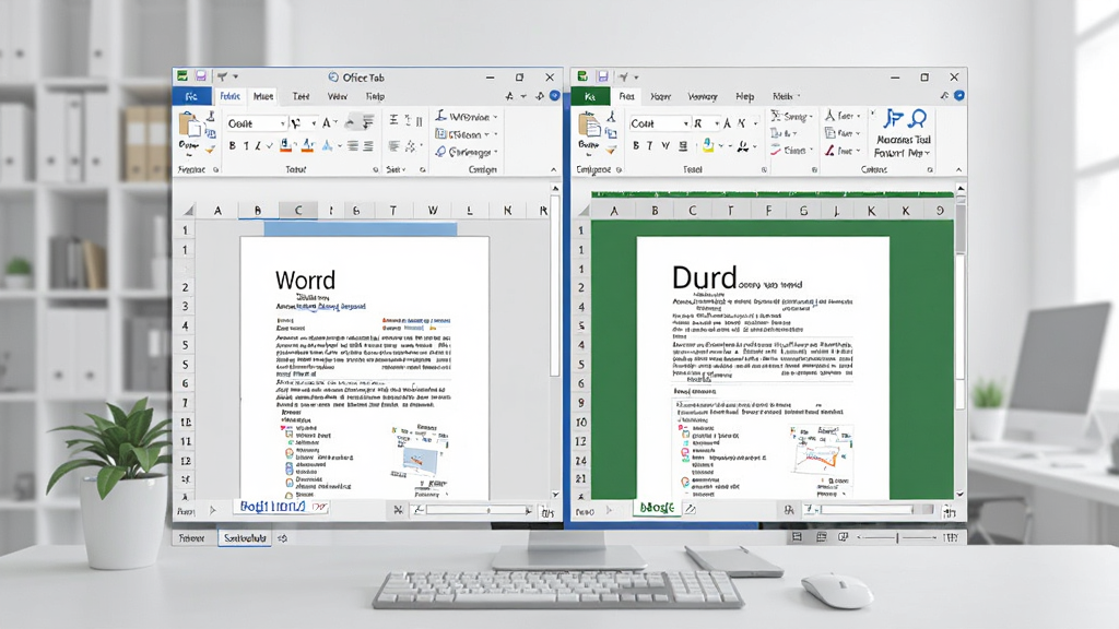 ��������ΪOffice Tab������Windowsϵͳ�ϵ����н��棬չʾWord��Excel�ĵ��Ա�ǩҳ��ʽ������ʾ�ڴ��ڶ���������Ϊ�����ִ��칫���棬�����������Ű���������Ϊдʵ�������ϸ�ڰ�����ɫ��ǩҳ���ĵ�����ͼ�����ʸ���ɾ����޶���Ԫ��