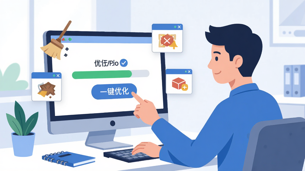 չʾPCС����ʹ�ó����Ĳ廭������Ϊһλ�û����ڵ���ǰ�����һ���Ż�����ť��������Ļ��ʾ�Ż�����������Χ���������������ص�����ͼ�꣬����Ϊ�������İ칫�����������������Ű��������ƽ�����ϸ�ڷḻ�����ʸɾ�