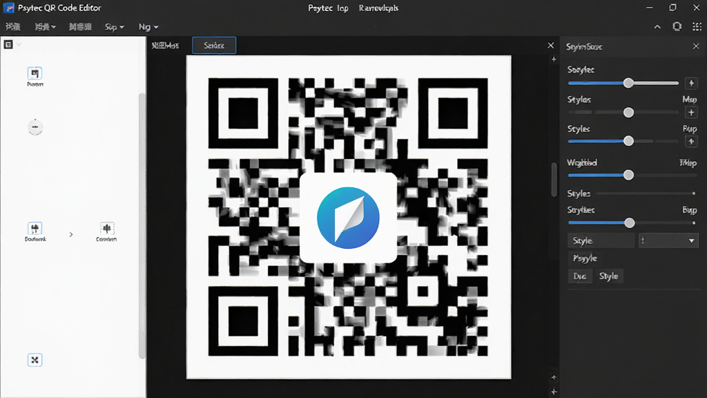 һ��չʾPsytec QR Code Editor�������Զ����ά����ʽ�Ľ����ͼ����ά��������һ��СLogo����ɫΪ��ɫ���䣬����Ϊ��ɫ����Χ����ʽ����ѡ����壬������ƾ����������������޶���Ԫ��
