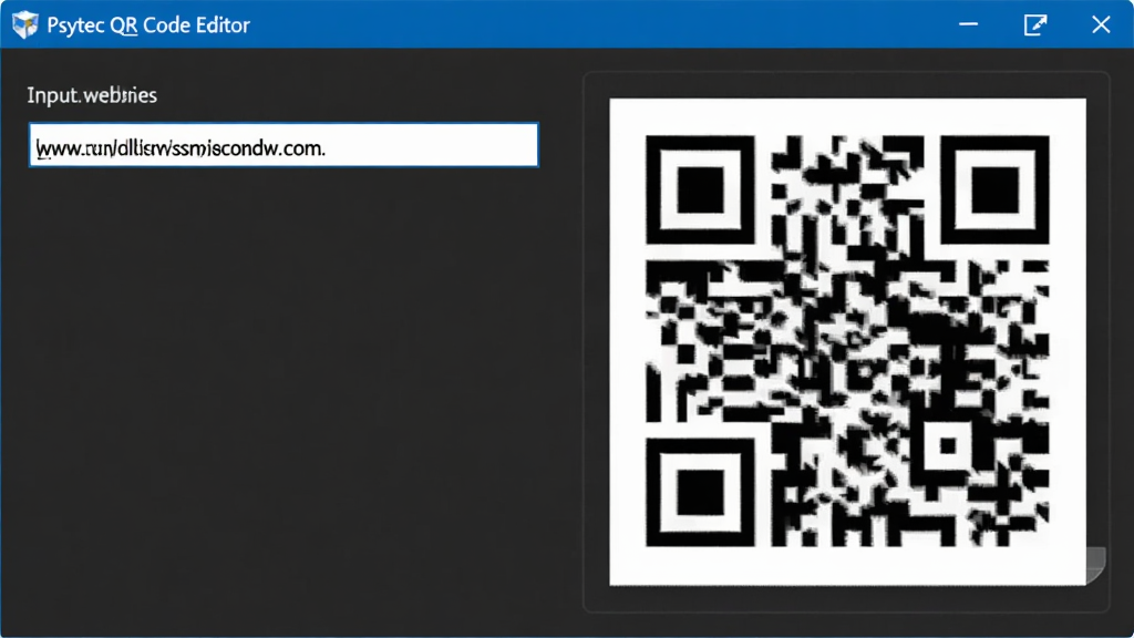 һ��չʾPsytec QR Code Editor������������ַ�����ɶ�ά��Ľ����ͼ����������������ַ���Ҳ�Ԥ������ʾһ�������Ķ�ά�룬����Ϊ��ɫ�����沼�����࣬�����������޶���Ԫ��
