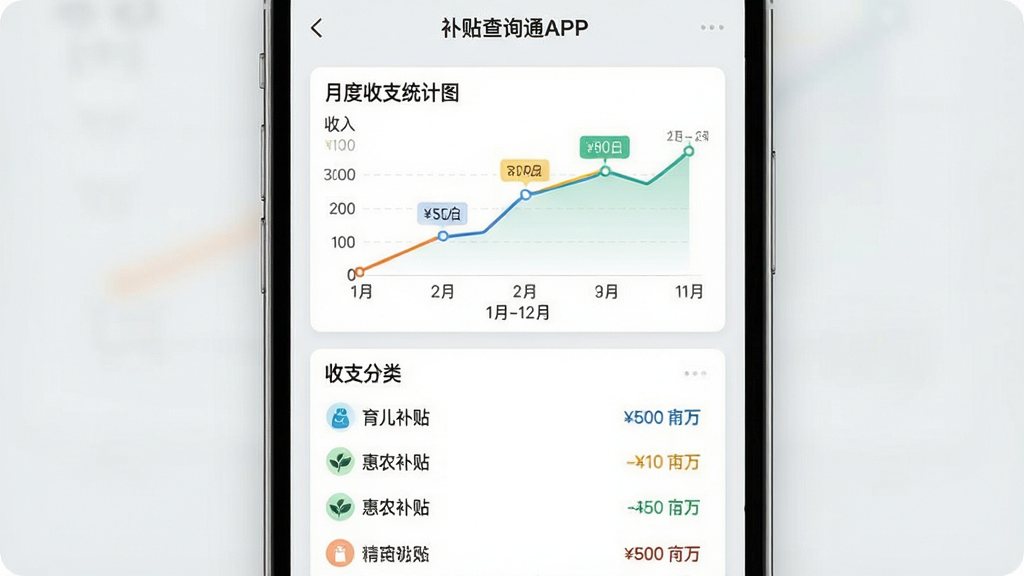 ���壺������ѯͨAPP�ļ��˹���չʾ���ֻ���Ļ��ʾ�¶���֧ͳ��ͼ�����֣��Ϸ�Ϊ����ͼչʾ�����������ƣ��·�Ϊ��֧�����б����Ű棺���ݱ�ǩ�������ò�ͬ��ɫ���������֧��������ִ���Լ������Ϊǳ��ɫ����Ƭʽ��ơ�ϸ�ڣ�ͼ����ע��1��-12�¡����б���ʾ������������������ũ����������Ŀ�������ʣ����壬�ɾ����޶���Ԫ�ء�