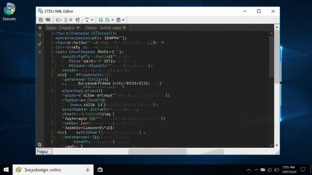 STDU XML Editor在Windows电脑上运行的截图,界面清晰,代码高亮,背景为桌面,风格专业,画质干净