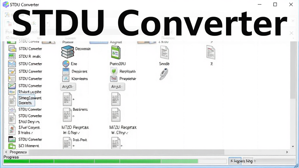 一张展示STDU Converter批量处理界面的截图,界面中多个文件并列显示,底部有进度条,背景为白色,整体风格明亮,标注“STDU Converter”软件名称,画质清晰,无多余元素