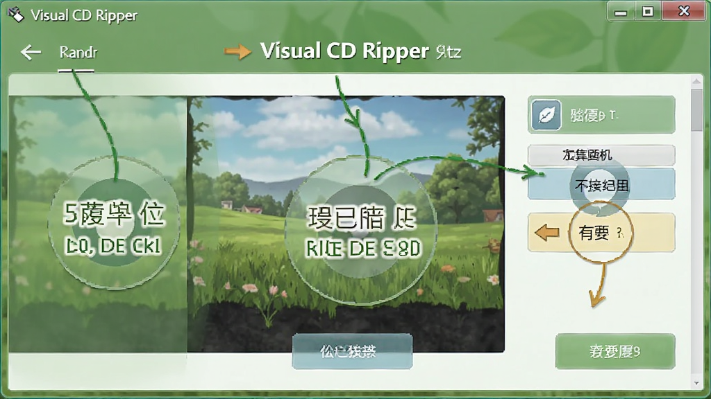 Visual CD Ripper�Ѻò��������ͼ����ע���Ĳ���ָ�������沼�ֺ�������ť������������������Ȼ�����ʸɾ��޶���Ԫ��