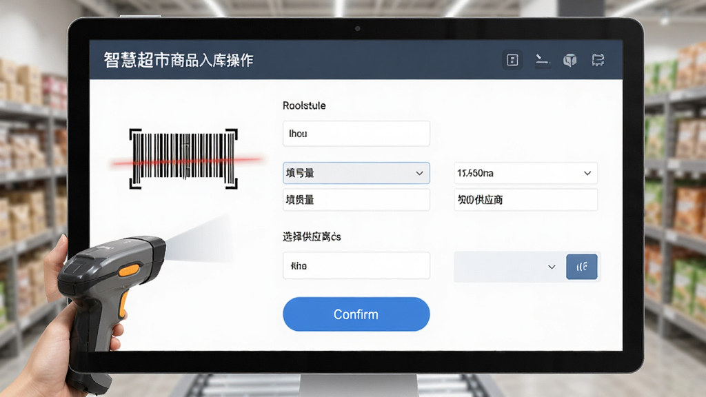 �ǻ۳�����Ʒ���������棬��ʾɨ�����롢��д������ѡ��Ӧ�̵Ȳ��裬������ֱ�ۣ�������ɫȷ�ϰ�ť������������רҵ�������������޶���Ԫ��