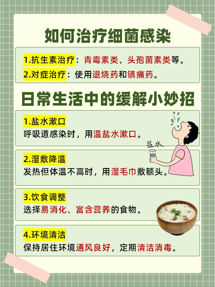 细菌感染症状识别与预防方法 家庭健康科普配图