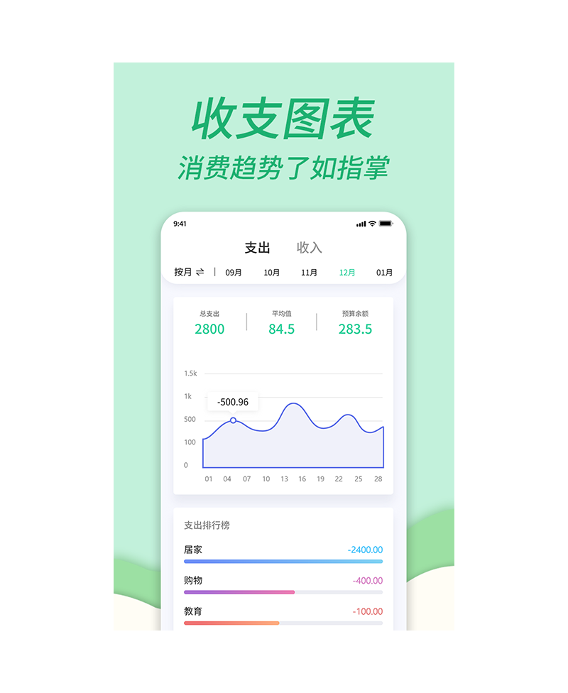 家庭收支记账理财 安卓版 报表界面