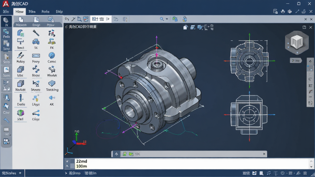 ���壺Ң��CAD���������棬���Ϊ���������Ҳ�Ϊ��ͼ�����ײ�Ϊ�����С����֣���������������ͼ���������룬��ͼ����ʾһ�������Ļ�е�������ͼ���Ű棺�ִ���ƽ�������ɫ��������ǳ��Ϊ����ͻ��רҵ�С����дʵ��Ⱦ��ϸ�ڷḻ����Ļ���Ⱦ��ȡ����ʣ�4K���壬�ɾ����޶���Ԫ�ء�