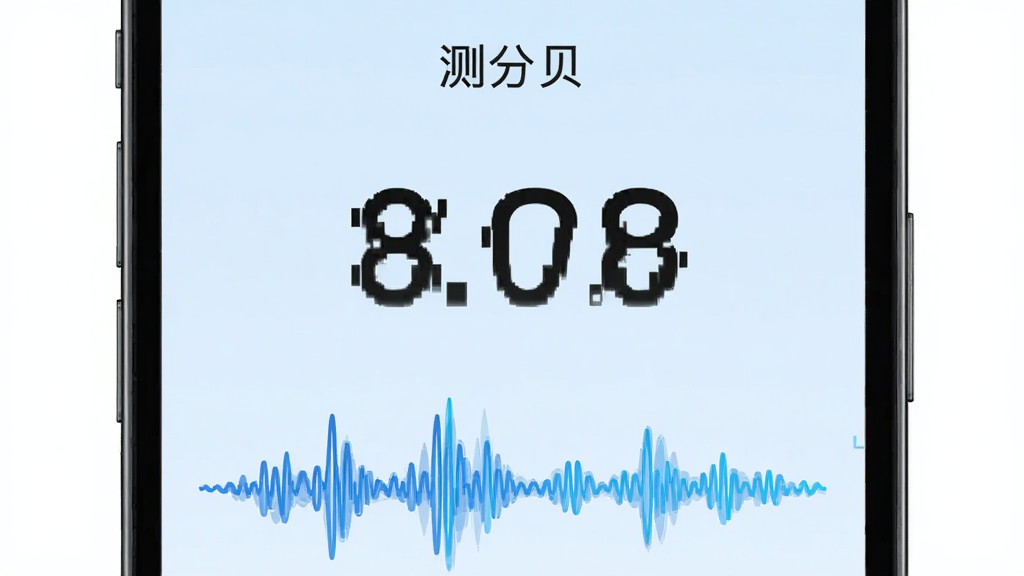 测分贝核心功能预览图,一款手机应用界面,显示当前分贝数值大字体居中,下方有动态波形图表,背景为干净浅蓝色,风格简约现代,界面布局清晰,画质高清,文字标注“测分贝”字样,整体干净无多余元素