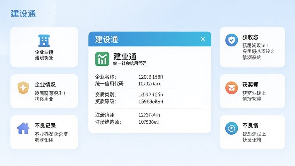 ��������Ϊ������ͨ�������е���ҵ����ҳ�棬����չʾһ�ҽ�����ҵ����ϸ��Ϣ��Ƭ��������ҵ���ơ�ͳһ������ô��롢���������ȼ���ע�Ὠ��ʦ�����ȣ���Χ��ͼ����ʽչʾ��ҵҵ�����������������¼�����ݣ�����Ϊ����ɫ���䣬���������������רҵ�����ʸɾ����޶���Ԫ�أ�ͼƬ�����ֱ�ע������ͨ��