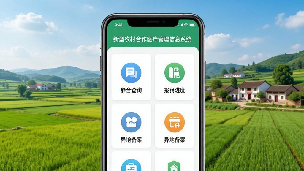 չʾ������ũ�����ҽ�ƹ�����Ϣϵͳ���ƶ���APP����ͼƬ������Ϊ�ֻ���Ļ�ϵĹ���ģ��ͼ�꣬�����κϲ�ѯ���������ȡ���ر����ȣ�����Ϊ�����Ұ��⣬��������죬���־��⣬�Ű����ۣ�����ͨ͸���ɾ��޶���Ԫ�ء�