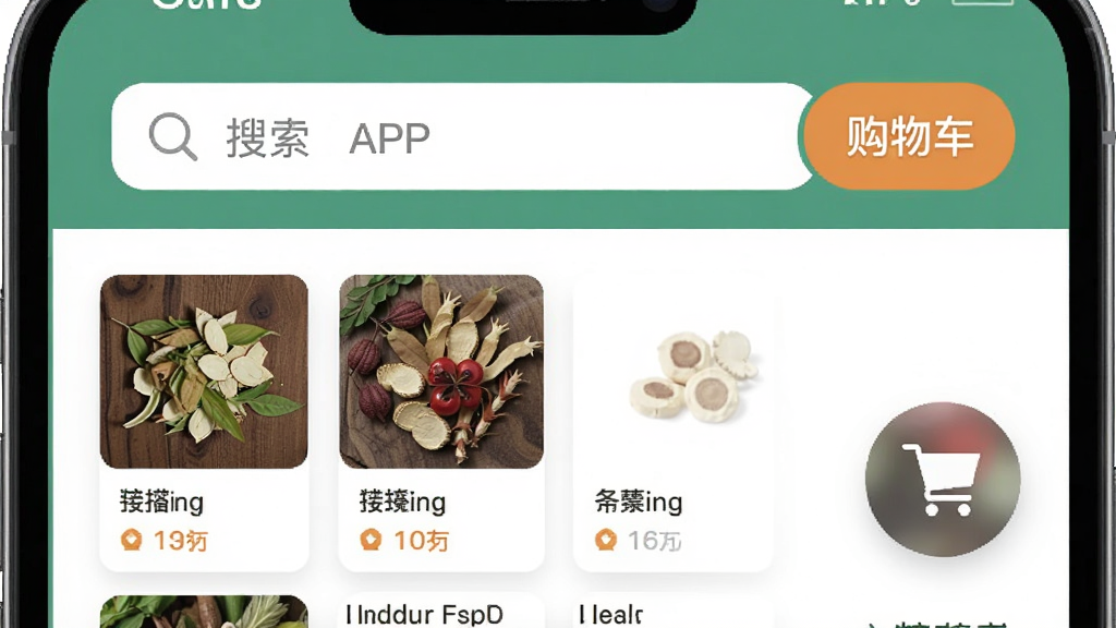 һ��չʾ�������APP�����빺�ﳵ���ܵĽ������ͼ������Ϊ�ֻ���Ļ���Ϸ�Ϊ�������·�Ϊҩ���б��͹��ﳵͼ�꣬���ֺ���������ƽ����ϸ��ͻ���������������ﳵ����Ԫ�أ����ʸɾ����޶���Ԫ��
