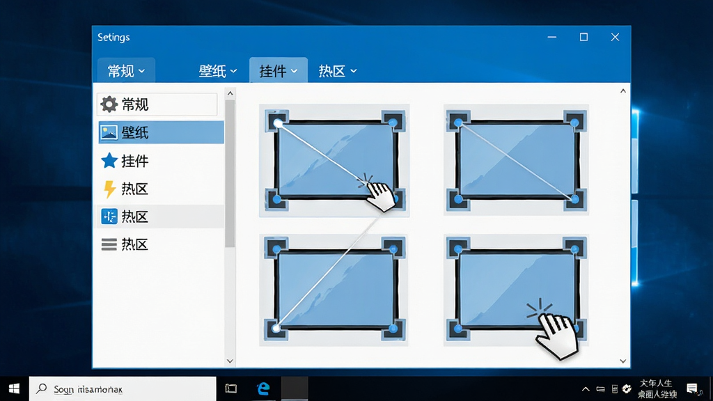 ���壺��������������Windows�����ϵ�ʹ�ý��棬��Ļչʾ������壬���������桱������ֽ�������Ҽ�������������ѡ���������ڵ�������������á����֣����ô��ھ��У����Ϊ�����б����Ҳ�Ϊ��ϸѡ��Ű棺���������������С���С���񣺱�ƽ����������ɫ��ϸ�ڣ��������������ĸ���Ļ��Ե��ʾ��ͼ������ק���ڴ���λ�á����ʣ����壬�ɾ����޶���Ԫ��