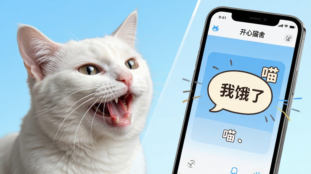 ��������Ϊһֻ��ɫè����������ֻ������У��ֻ���Ļ����ʾ�š�����è�ᡱ������棬���������ַ���ɡ��Ҷ��ˡ��Ŀ�ͨ�������ݡ����ֲ������è�䡢�Ҳ��ֻ��ĶԽ��߹�ͼ������Ϊ���µ�ǳ��ɫ���䡣�Ű�ǿ��������̵Ķ�̬�У����дʵ�뿨ͨ��ϣ�ϸ��ͻ��è������ſ���˲�����Ļ�ϵ�ʵʱ���붯�������ʸ��壬�ɾ��޶���Ԫ�ء�