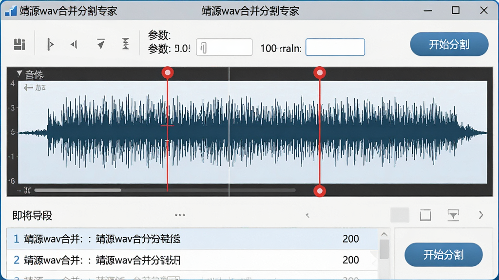 ���壺��Դwav�ϲ��ָ�ר�ҽ�����Ƶ�ָ�����Ľ�����д�����֣�������ʾһ����Ƶ����ͼ�������ϱ�ע��������ɫ�ָ���ǡ��Ű棺�ָ����������λ�ڲ����Ϸ����·���ʾ�����������ļ�Ƭ���б����������ֱ�۵ĿƼ��з��ϸ�ڣ�����ͼϸ�壬�ָ�㾫׼����ť����ʾ����ʼ�ָ���֣����ڱ���Ϊ����Դwav�ϲ��ָ�ר�ҡ������ʣ����壬�ɾ����޶���Ԫ�ء�