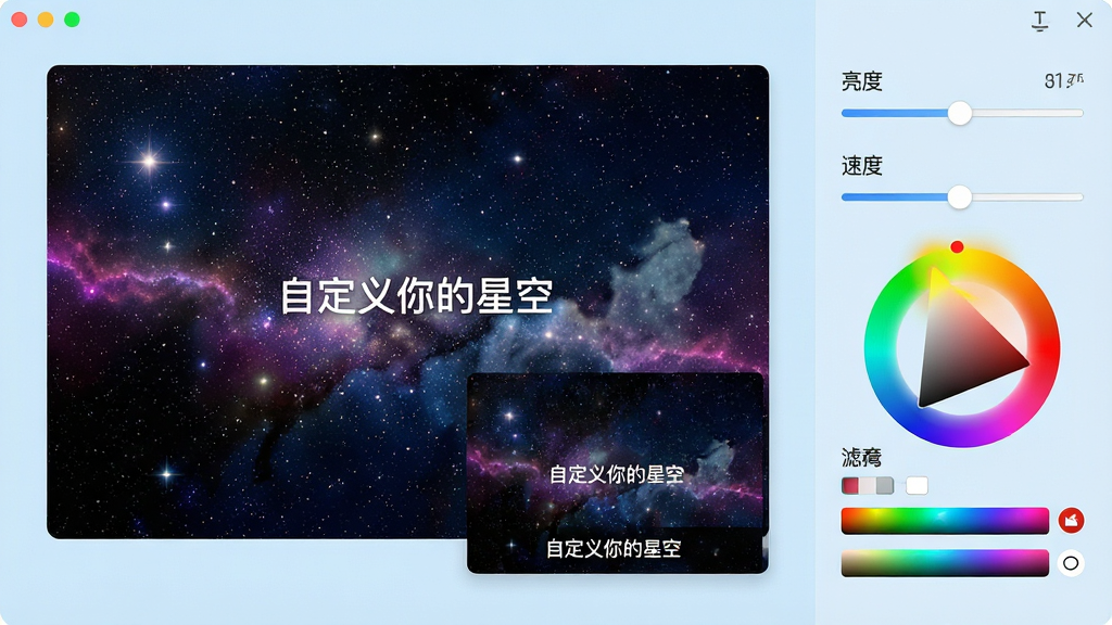 ���壺���ǿն�̬����ĸ��Ի����ý��棬չʾ��������ɫѡ���������֣�����Ϊ��ֽԤ�����Ҳ�Ϊ����������壻�Ű棺ѡ���������룬�����Ѻã���񣺼������������Ϊ����ɫ��ϸ�ڣ�����������ȡ��ٶȣ�ɫ��ѡ���˾���Ԥ������ʵʱ�仯��������ʾ���Զ�������ǿա������ʣ��������޶���Ԫ��