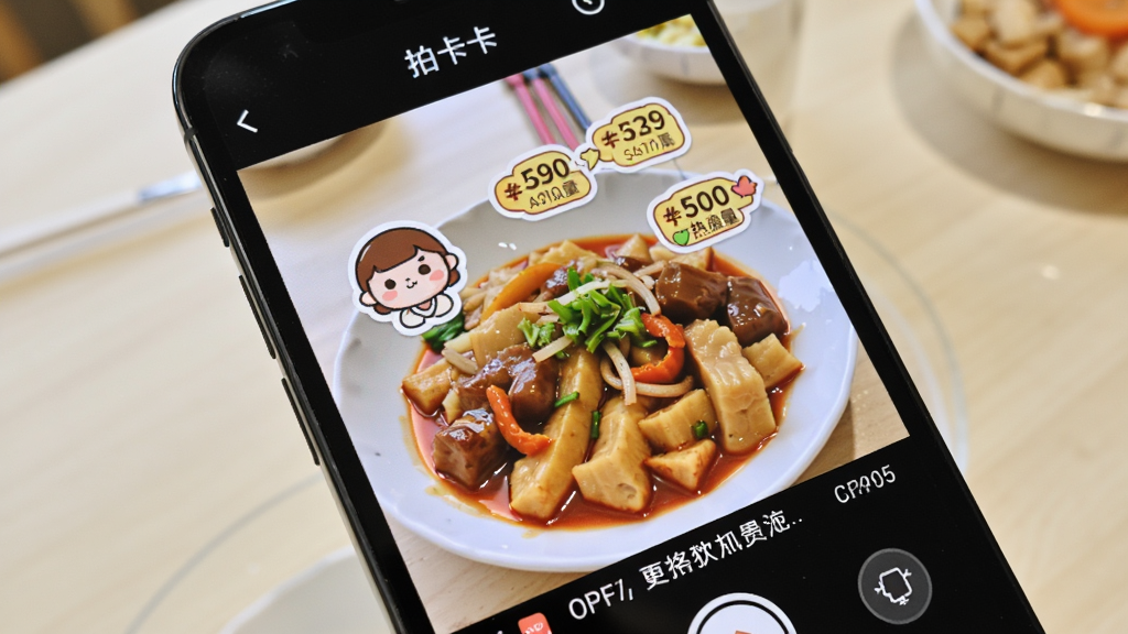 һ�������ֻ���Ļ��д����Ļ����ʾ���Ŀ�����APP��������棬����������һ��ɫ�ʷḻ����ʽ���ˣ�ʳ���Ϸ������ſɰ��Ŀ�ͨ��ֽ��������ֵ��ǩ������Ϊ�ɾ���ǳɫ������������������ܰ��ͻ��AIʶ����Ȥζ��¼�ĸо������ʸ��壬�ɾ��޶���Ԫ��