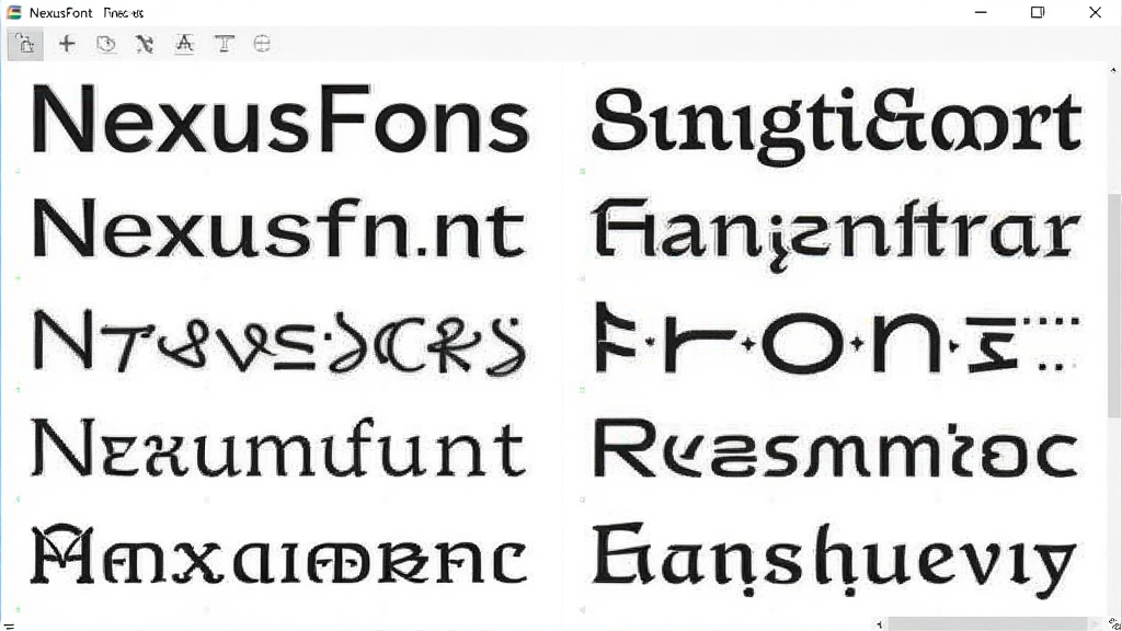 展示NexusFont软件中字体预览功能的截图,界面中央显示多种字体样式对比,背景为白色,字体清晰可见,整体风格简洁专业,布局规整,画质干净,无多余元素