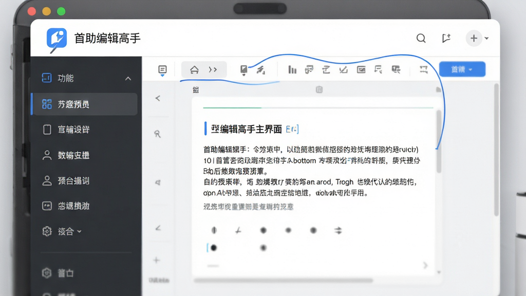 首助编辑高手主界面预览图,展示软件logo、功能菜单与文本编辑区,现代简约风格,浅色背景,界面清晰,细节丰富,画质干净,无多余元素