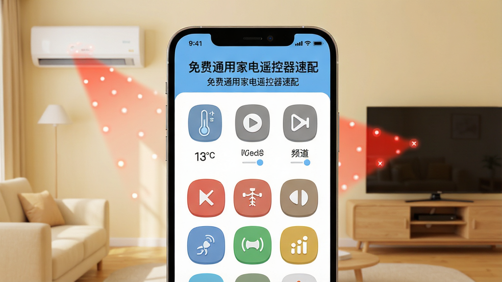 ���壺һ�������ֻ���Ļ��ʾ�����ͨ�üҵ�ң�������䡱���棬����Ϊ��Լ�������յ������ͬʱ���ֻ����ơ����֣��ֻ����У����ҷֱ�ڷſյ��͵��ӣ�����ƽ�⡣�Ű棺����������ʾ�¶ȵ��ڡ�Ƶ���л���ͼ�꣬���ֱ�ע�����ͨ�üҵ�ң�������䡱�����дʵ3D��Ⱦ��ɫ��������ů��ϸ�ڣ��ֻ����������߹Ⲩ�����Ӽҵ磬�����˸�����水�������Ŀ�����ʣ�8K���壬�ɾ��޶���Ԫ�ء�
