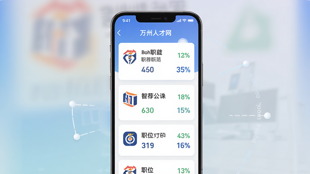 �����˲���APP�������Ƽ����ܽ����ͼ��ҳ���Կ�Ƭʽ����չʾ����Ƽ�ְλ��ÿ����Ƭ������˾Logo��ְλ���ƺ�ƥ��Ȱٷֱȱ�ʶ������Ϊ��͵Ľ���ɫ���������ִ���Լ��ͼ�����������ʸɾ���ͻ������ƥ����
