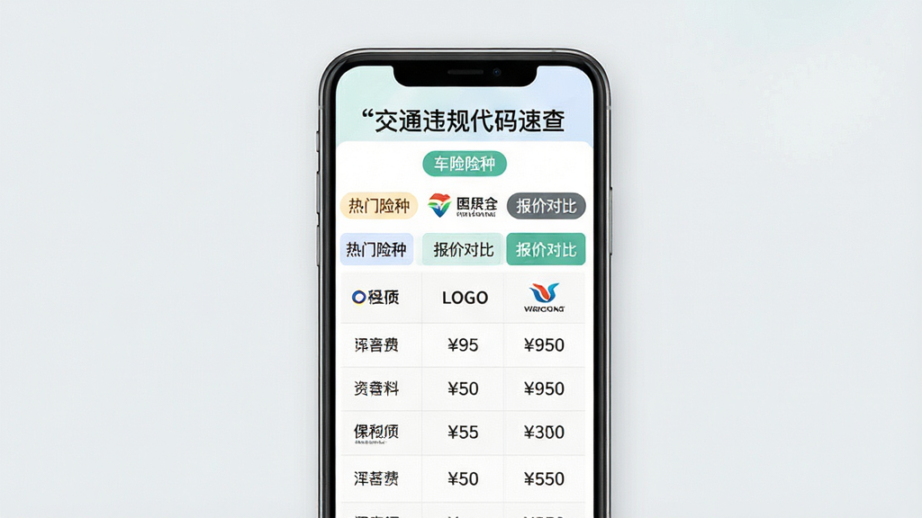 ���壺�ֻ���Ļչʾ����ͨΥ������ٲ顱���ձ��۶Ա�ҳ�棬��ʾ��ұ��չ�˾LOGO�����Ѽ۸񡣲��֣��ֻ����У�����Ϊ����ɫ���Ű棺������ʽ�Աȣ��������ˡ��������ǳɫ���ϸ�ڣ�ҳ�����С��������֡��������۶Աȡ��ȱ�ǩ�����ʣ����壬�ɾ����޶���Ԫ�ء�