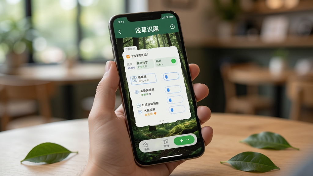 ��������Ϊ��ǳ��ʶȤ��APP���ֻ��ϵ�ʹ�ó�����һ���ֻ��������ţ���Ļ��ʾ������棬������ģ�������ڻ��������ֻ���Ļ��ɭ�ֱ��������ɼ����ֻ���Χɢ���ż�Ƭ��Ҷ��������дʵ��������ͣ�ͻ����Ļ���ݣ����������ɾ����޶���Ԫ�ء�