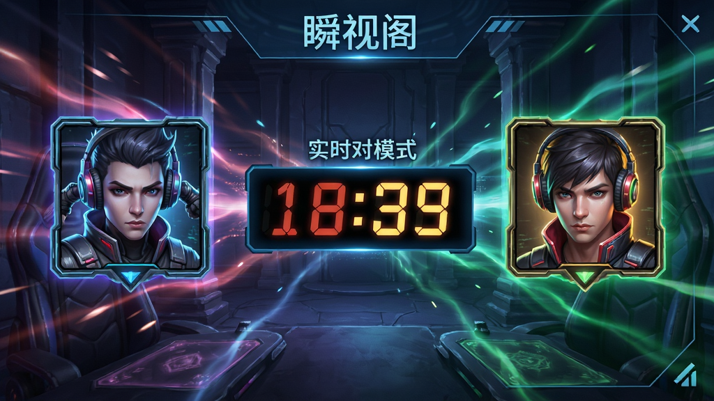 瞬视阁实时对战模式截图,画面显示两位玩家头像与倒计时,界面动感炫酷,布局合理,细节丰富,画质清晰,干净无多余元素