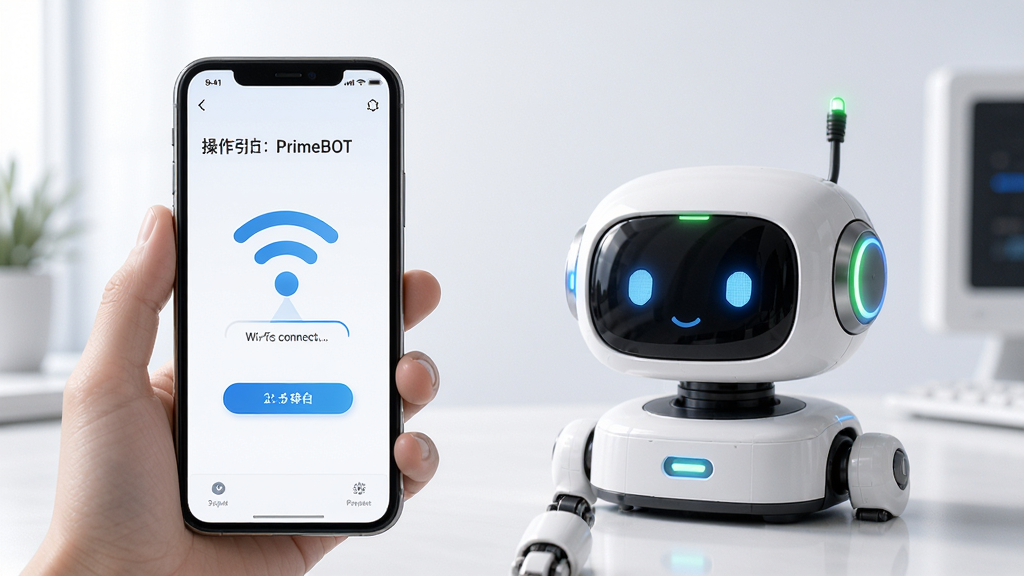 PrimeBOT���������������棬�ֻ�չʾWi-Fi���Ӷ������Ա߻������豸����ָʾ�ƣ��������������������������������ִ������ʸ��壬�ɾ��޶���Ԫ��