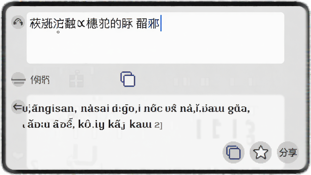 越南语翻译软件文本翻译功能界面,上方输入中文,下方显示越南语译文,双语对照显示清晰,屏幕上有复制、收藏、分享图标,背景为浅灰色,界面简洁大方,突出翻译结果,高清画质,干净无多余元素