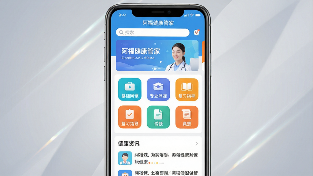 ����Ϊһ��������Ļ�������ֻ�����Ļ����ʾ�����������ܼҡ�APP�����棬���沼���������Ϸ�����������Bannerͼ���м��ǡ��������Ρ�����רҵ���Ρ�������ϰָ�����������⡱�������⡱�����ɫ����ͼ�꣬�·��ǽ�����Ѷ�б��������Ű�ɾ����࣬����ƽ����ƣ�ɫ�������µ���ɫ�Ͱ�ɫΪ��ɫ���������ɫ��׺��ϸ���ϣ��ֻ���Ļ��ϸ��ķ��⣬����Ϊ��͵Ľ����ɫ�����ʸ��壬�ɾ����޶���Ԫ�ء�