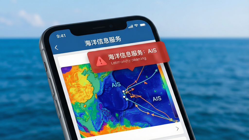 画面以蔚蓝大海为背景,近景展示手机屏幕上运行