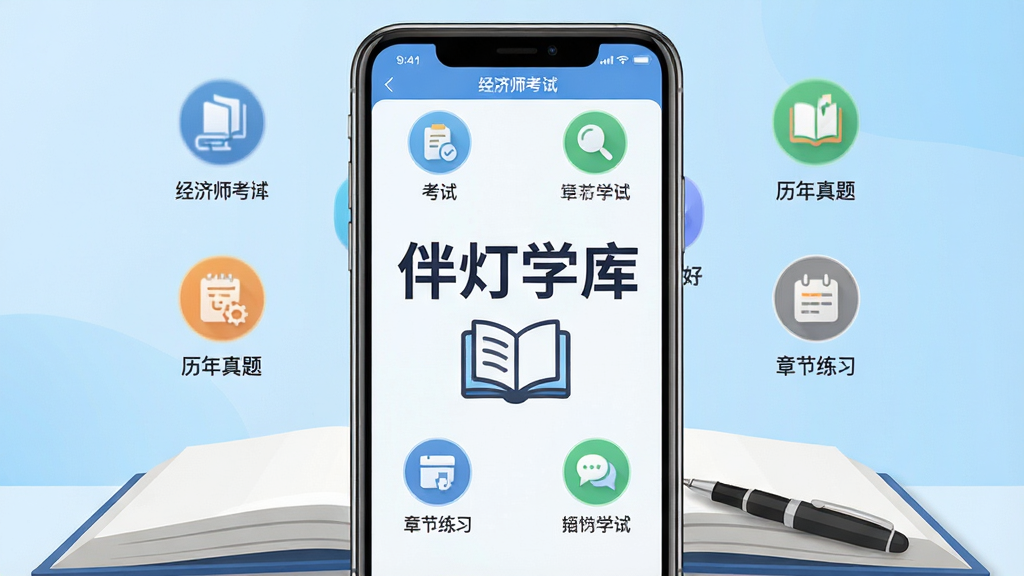 ���壺�ֻ���Ļչʾ���ѧ��app���棬��Ļ������ʾ�����ѧ�⡱�ĸ����ֺ��鱾ͼ�꣬��Χ����ģ�⿼�ԡ��������⡢�½���ϰ�ȹ���ͼ�ꡣ���֣��ֻ�λ�ڻ������룬����Ϊǳ��ɫ���䣬�·��д򿪵��鱾�ͱʡ��Ű棺�����࣬ͼ���������룬��������������ִ���ƽ����ɫ�����졣ϸ�ڣ���Ļ���С�����ʦ���ԡ��������������רҵ���ɿ��ĸо������ʣ����壬�ɾ����޶���Ԫ�ء�