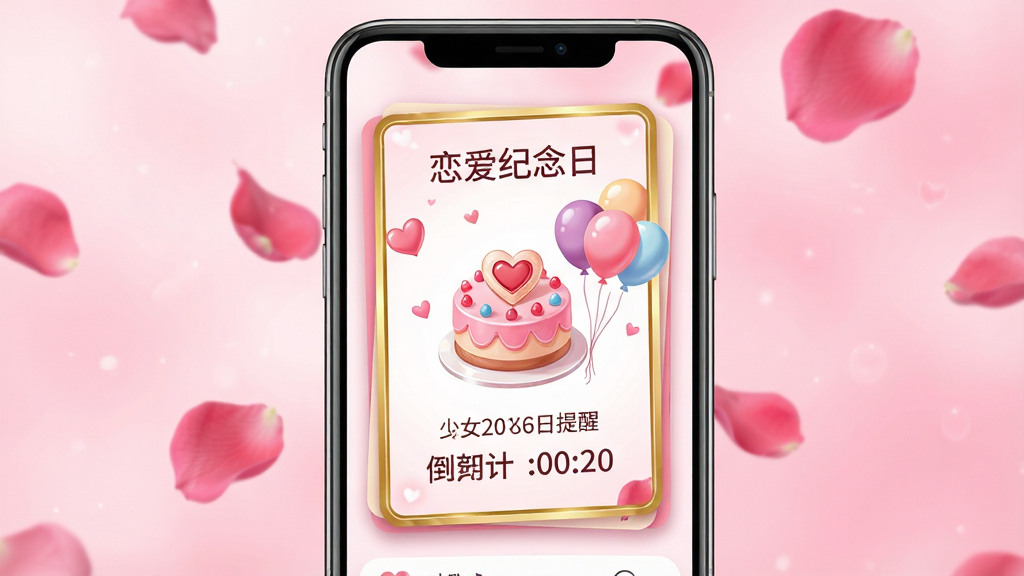 ���壺һ���ֻ���Ļ����ʾ����Ů�����ռǡ��ļ��������ѿ�Ƭ����Ƭ���а��ĵ��������ͼ�������֣��ֻ�λ�ڻ������룬��Ƭ����չʾ���Ű棺��Ƭ�Ϸ��С����������ա��������·���ʾ���ں͵���ʱ����������λã��ۺ�ɫ����ϸ�ڣ���Ƭ��Ե�н�ɫ��ߣ�������Ʈ���õ�廨�ꡣ���ʣ����壬�ɾ����޶���Ԫ�ء�