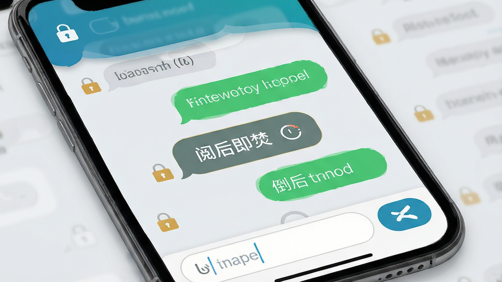主体:“隐私加密电话”的加密短信聊天界面。布局:屏幕显示多条加密消息气泡,其中一条带有“阅后即焚”倒计时标识。排版:界面底部有输入框和发送按钮,顶部有加密锁图标。风格:清新、简洁、安全。细节:消息气泡带有锁形角标,背景为浅灰色。画质:高清,干净,无多余元素。