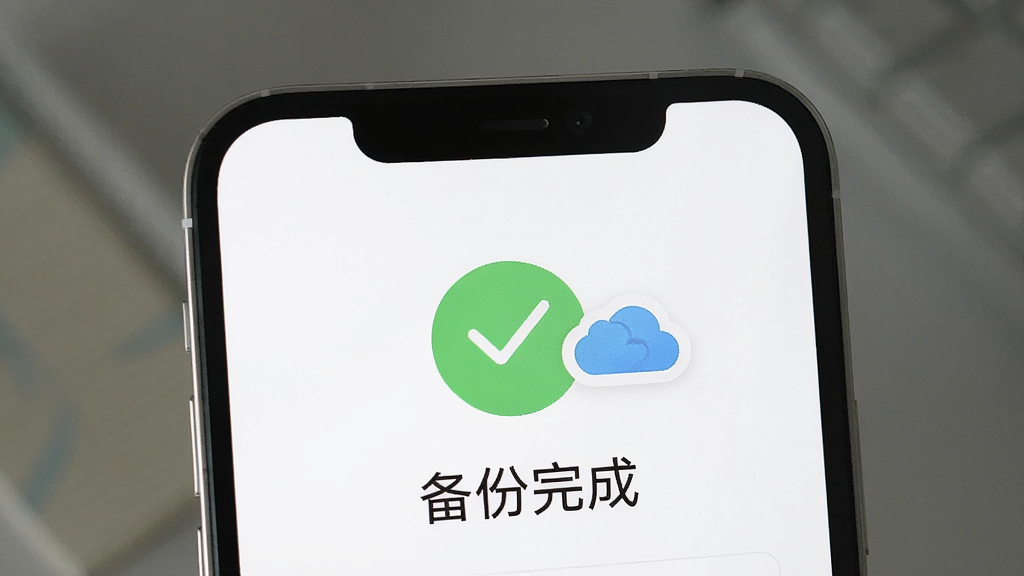 微聊天还原免费备份备份成功界面截图,画面显示手机屏幕上显示