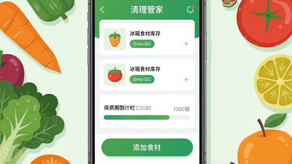 ���壺һ�������ֻ���Ļչʾ�����ܼ�Ӧ�������棬��������ʾ����ʳ�Ŀ���б��ͱ����ڵ���ʱ�����������֣��ֻ����У���Ļ���������ɼ�����Χ�����ʵ��߲�ˮ����Ϊװ�Ρ��Ű棺����UI��Ƽ���ִ�����Ϣ��η�������񣺱�ƽ���廭���ɫ��������������ɫ�Ͱ�ɫΪ��ɫ����ϸ�ڣ�ʳ��ͼ�꾫�£������ڱ�ǩ��Ŀ�������·��С�����ʳ�ġ���ť�����ʣ����壬�ɾ����޶���Ԫ�ء�