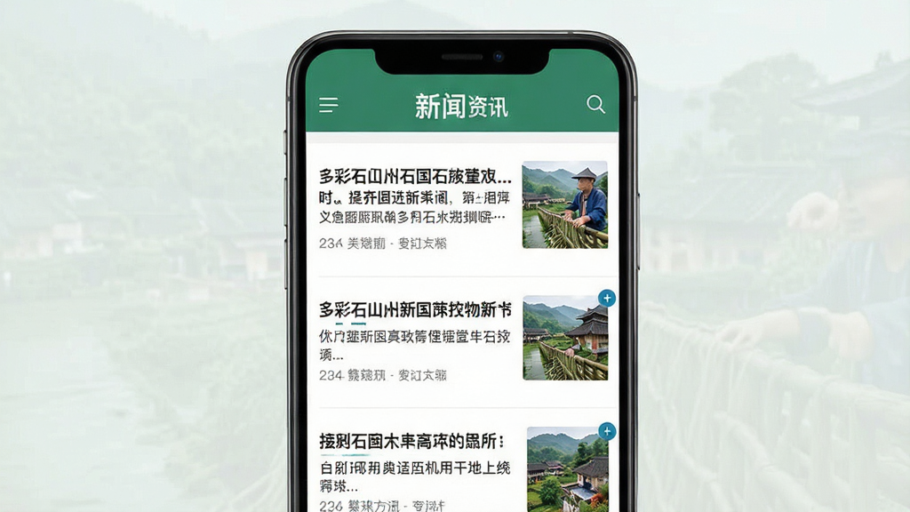 多彩石阡新闻资讯页面截图,主体为手机界面,布局列表式排列,排版清晰,风格专业,细节展示新闻标题与缩略图,画质高清,干净,无多余元素。