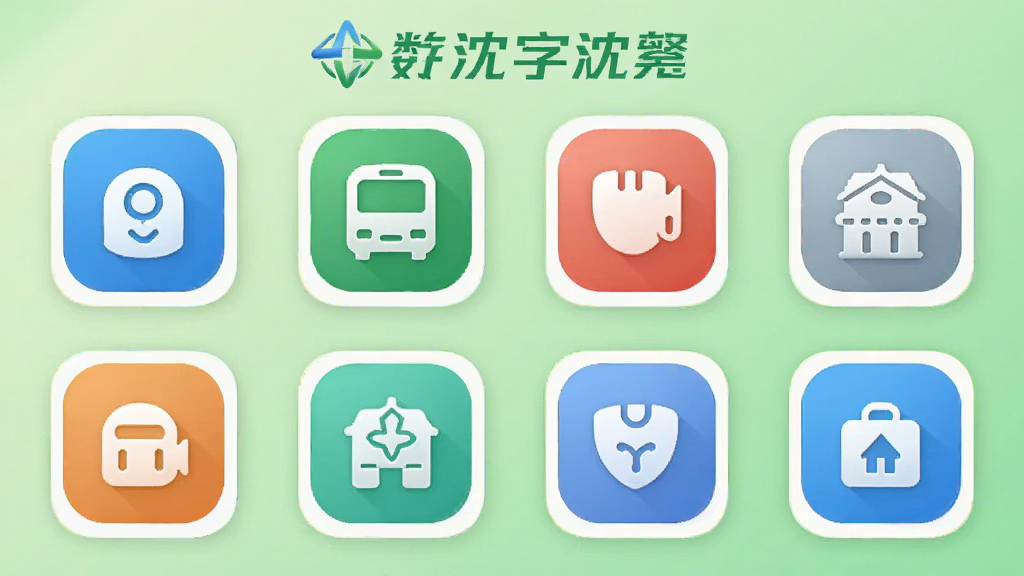 数字沈阳生活服务页面,展示缴费、公交、医疗等图标,背景为浅绿色渐变,图标采用圆角设计,布局规整,突出“数字沈阳”品牌,画质干净,无多余元素。
