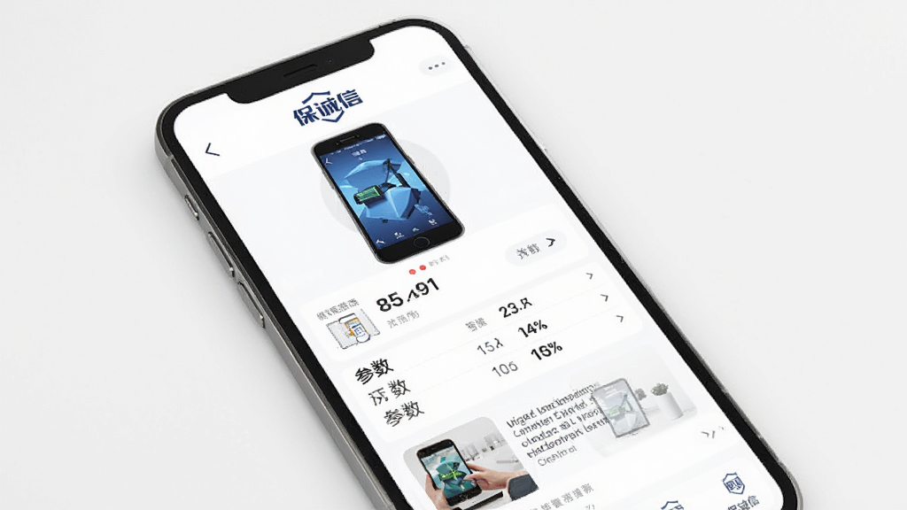 手机屏幕展示保诚信App的商品详情页面,包含商品大图、参数列表和图文介绍,背景为纯白色,页面排版整齐,风格简约现代,图片中突出“保诚信”品牌标识,画质细腻,干净无多余元素。