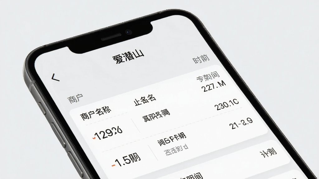 爱潜山账单明细界面,手机屏幕显示“爱潜山”账单列表,包含金额、商户名、时间,背景为浅灰色,主体突出,布局整洁,风格简约,细节清晰,画质高清,干净无多余元素
