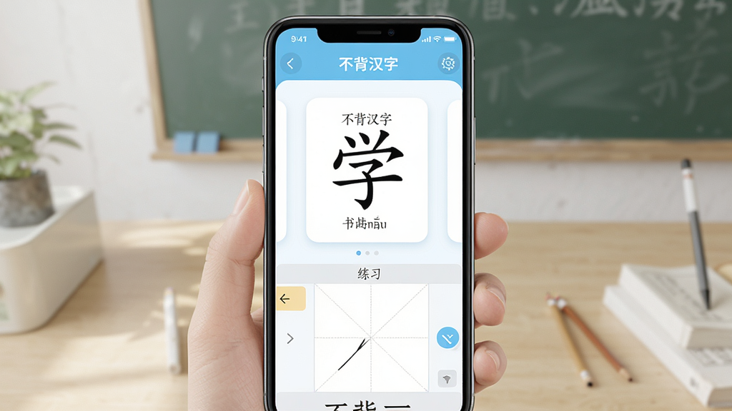 ���壺�ֻ���Ļ��ʾ���������֡�App��ѧϰ���棻���֣����������к��ֿ�Ƭ���·�����д��ϰ�����Ű棺�������У���η�����������½����磻ϸ�ڣ���Ƭ���С�ѧ���ּ�ƴ������д�������ָ񣻻��ʣ����壬�ɾ����޶���Ԫ�ء�
