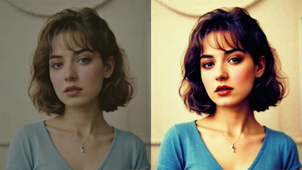 ��ɫ�˾�Ч���Ա�ͼ�����ҷ�����ʾͬһ����Ƭԭͼ��Ӧ���˾����Ч����ɫ��Ũ������񸴹ţ�����ֱ�ۣ�����ϸ�壬�ɾ��޶���Ԫ��